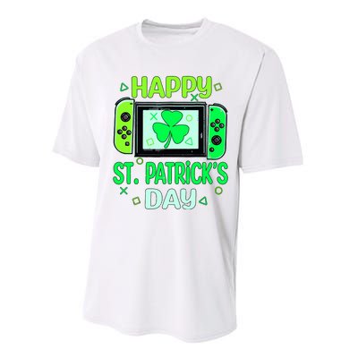 Video Gamer Shamrock Happy St Patricks Day Go Lucky Performance Sprint T-Shirt