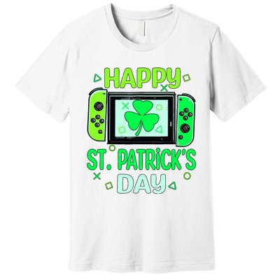 Video Gamer Shamrock Happy St Patricks Day Go Lucky Premium T-Shirt