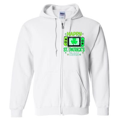 Video Gamer Shamrock Happy St Patricks Day Go Lucky Full Zip Hoodie