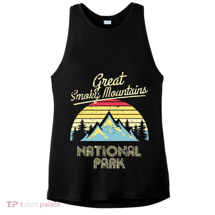 Vintage Great Smoky Mountains National Park Mountain Ladies PosiCharge Tri-Blend Wicking Tank