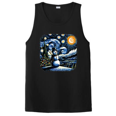 Van Gogh Starry Night Christmas Snowman Winter Snowy Night  PosiCharge Competitor Tank