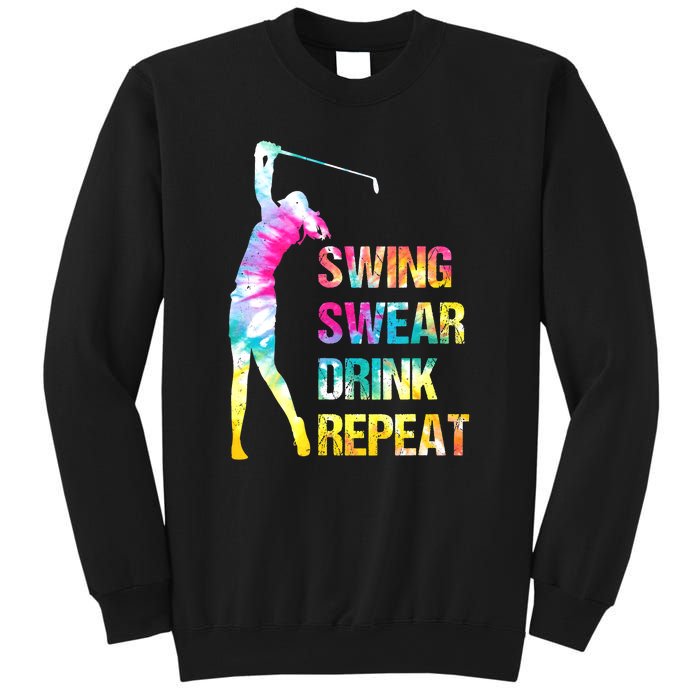 Vintage Golf Swing Swear Drink Repeat Funny Sweatshirt