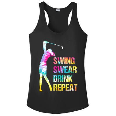 Vintage Golf Swing Swear Drink Repeat Funny Ladies PosiCharge Competitor Racerback Tank