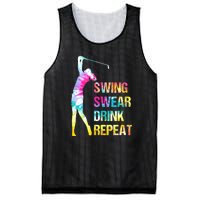 Vintage Golf Swing Swear Drink Repeat Funny Mesh Reversible Basketball Jersey Tank