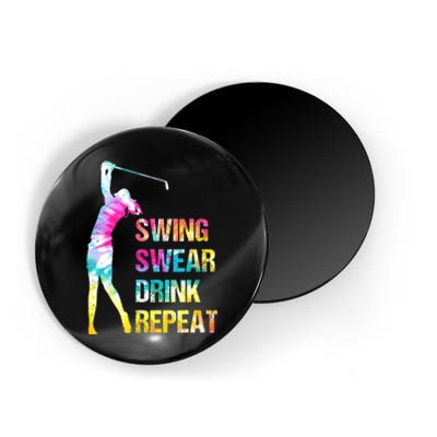 Vintage Golf Swing Swear Drink Repeat Funny Magnet