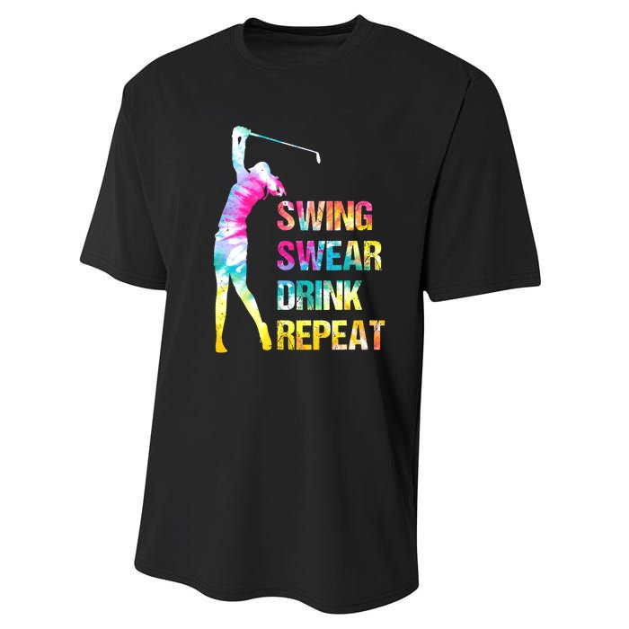 Vintage Golf Swing Swear Drink Repeat Funny Performance Sprint T-Shirt