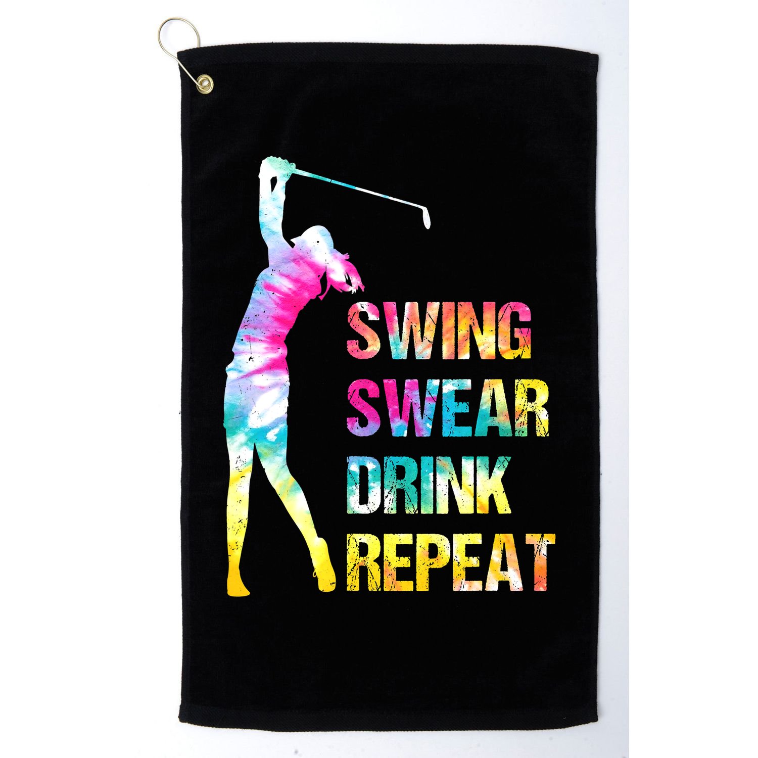 Vintage Golf Swing Swear Drink Repeat Funny Golf Towel