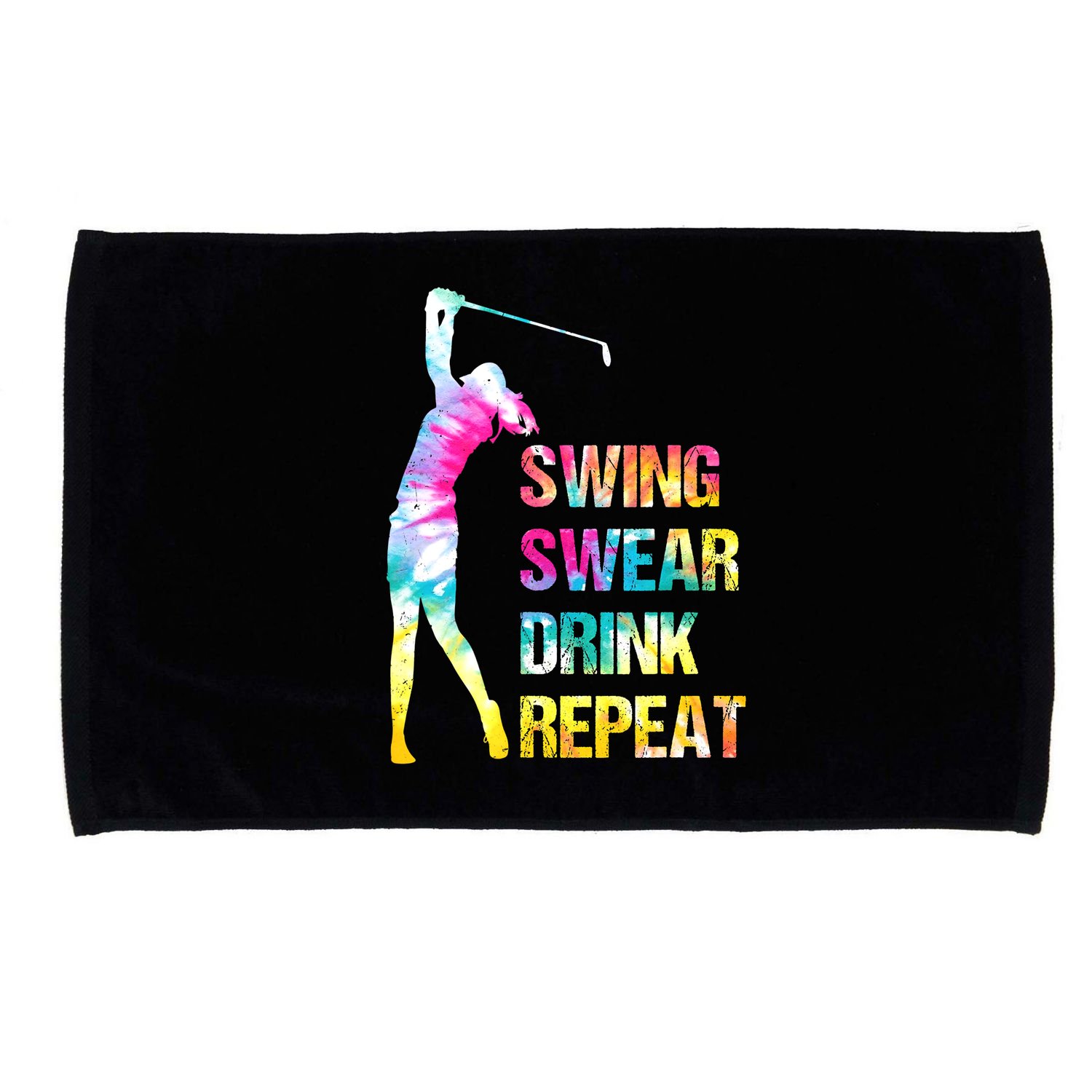 Vintage Golf Swing Swear Drink Repeat Funny Microfiber Hand Towel