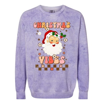 Vintage Groovy Santa Claus Christmas Vibes  Colorblast Crewneck Sweatshirt