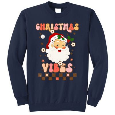 Vintage Groovy Santa Claus Christmas Vibes  Tall Sweatshirt