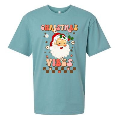 Vintage Groovy Santa Claus Christmas Vibes  Sueded Cloud Jersey T-Shirt