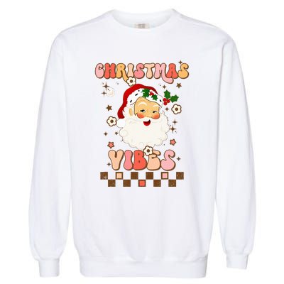 Vintage Groovy Santa Claus Christmas Vibes  Garment-Dyed Sweatshirt