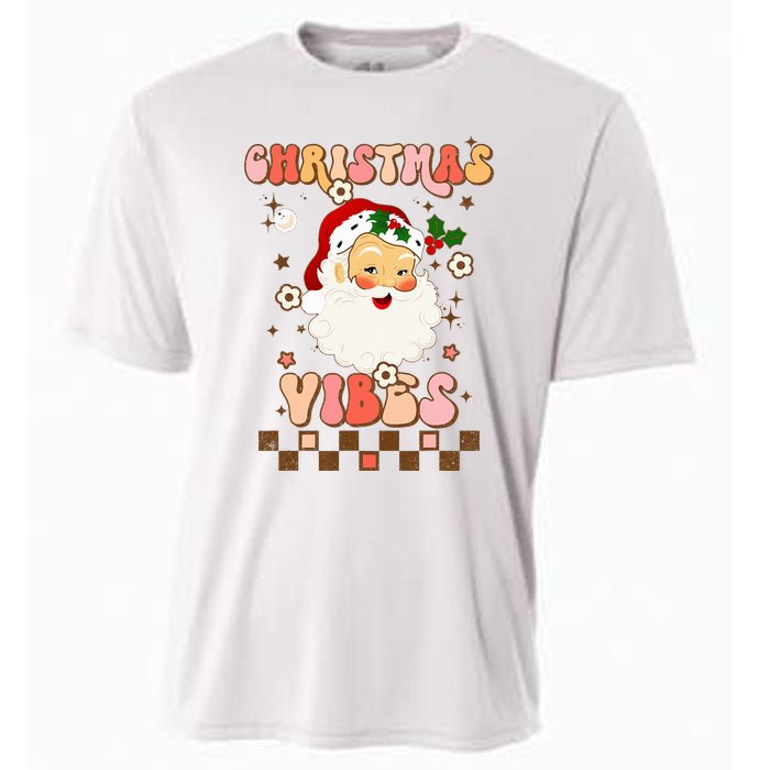 Vintage Groovy Santa Claus Christmas Vibes  Cooling Performance Crew T-Shirt