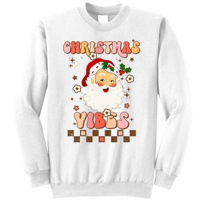 Vintage Groovy Santa Claus Christmas Vibes  Sweatshirt