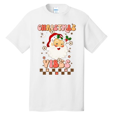 Vintage Groovy Santa Claus Christmas Vibes  Tall T-Shirt