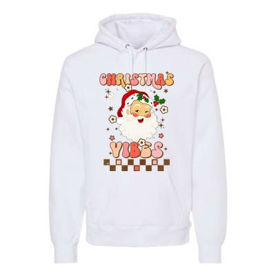 Vintage Groovy Santa Claus Christmas Vibes  Premium Hoodie