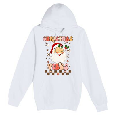 Vintage Groovy Santa Claus Christmas Vibes  Premium Pullover Hoodie