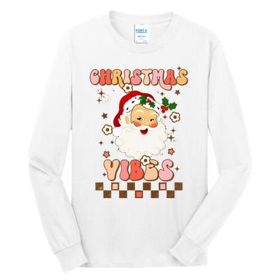 Vintage Groovy Santa Claus Christmas Vibes  Tall Long Sleeve T-Shirt