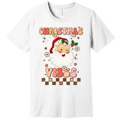 Vintage Groovy Santa Claus Christmas Vibes  Premium T-Shirt