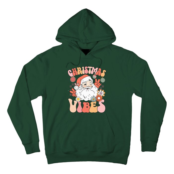 Vintage Groovy Santa Claus Christmas Vibes Hoodie