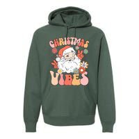 Vintage Groovy Santa Claus Christmas Vibes Premium Hoodie