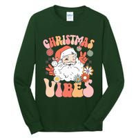 Vintage Groovy Santa Claus Christmas Vibes Tall Long Sleeve T-Shirt