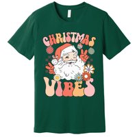 Vintage Groovy Santa Claus Christmas Vibes Premium T-Shirt