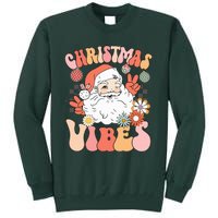 Vintage Groovy Santa Claus Christmas Vibes Tall Sweatshirt