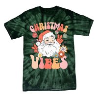 Vintage Groovy Santa Claus Christmas Vibes Tie-Dye T-Shirt