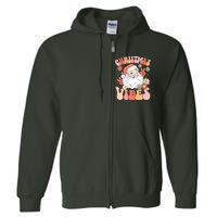 Vintage Groovy Santa Claus Christmas Vibes Full Zip Hoodie