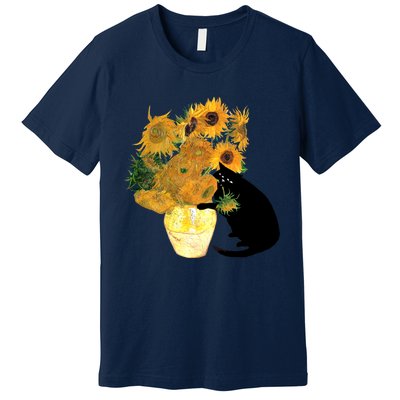 Van Gogh Sunflowers Plus One Cat Premium T-Shirt