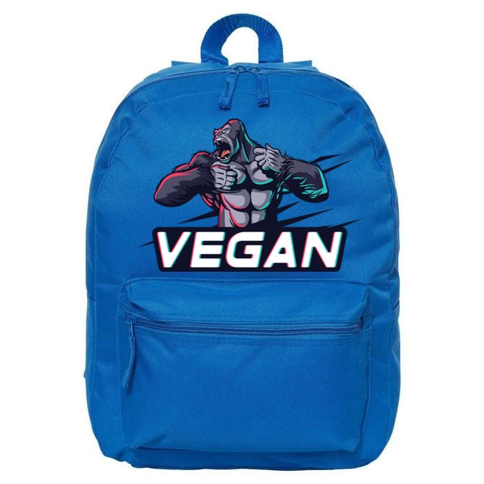 Vegan Gorilla Strong Strength Raw Plant Power Gym Workout Cool Gift 16 in Basic Backpack