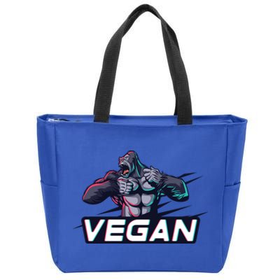 Vegan Gorilla Strong Strength Raw Plant Power Gym Workout Cool Gift Zip Tote Bag