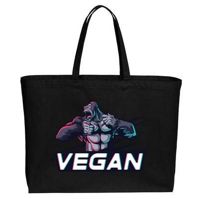 Vegan Gorilla Strong Strength Raw Plant Power Gym Workout Cool Gift Cotton Canvas Jumbo Tote