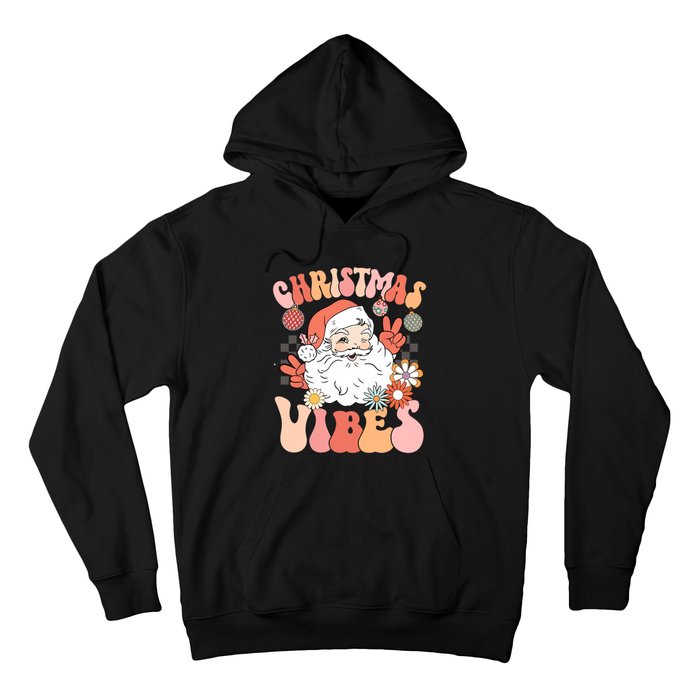 Vintage Groovy Santa Claus Christmas Vibes Women Kids Girls Hoodie