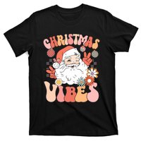 Vintage Groovy Santa Claus Christmas Vibes Women Kids Girls T-Shirt