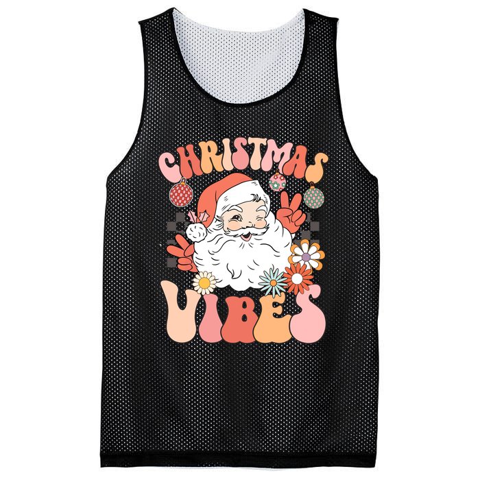 Vintage Groovy Santa Claus Christmas Vibes Women Kids Girls Mesh Reversible Basketball Jersey Tank