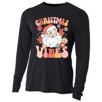 Vintage Groovy Santa Claus Christmas Vibes Women Kids Girls Cooling Performance Long Sleeve Crew