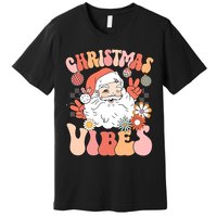 Vintage Groovy Santa Claus Christmas Vibes Women Kids Girls Premium T-Shirt