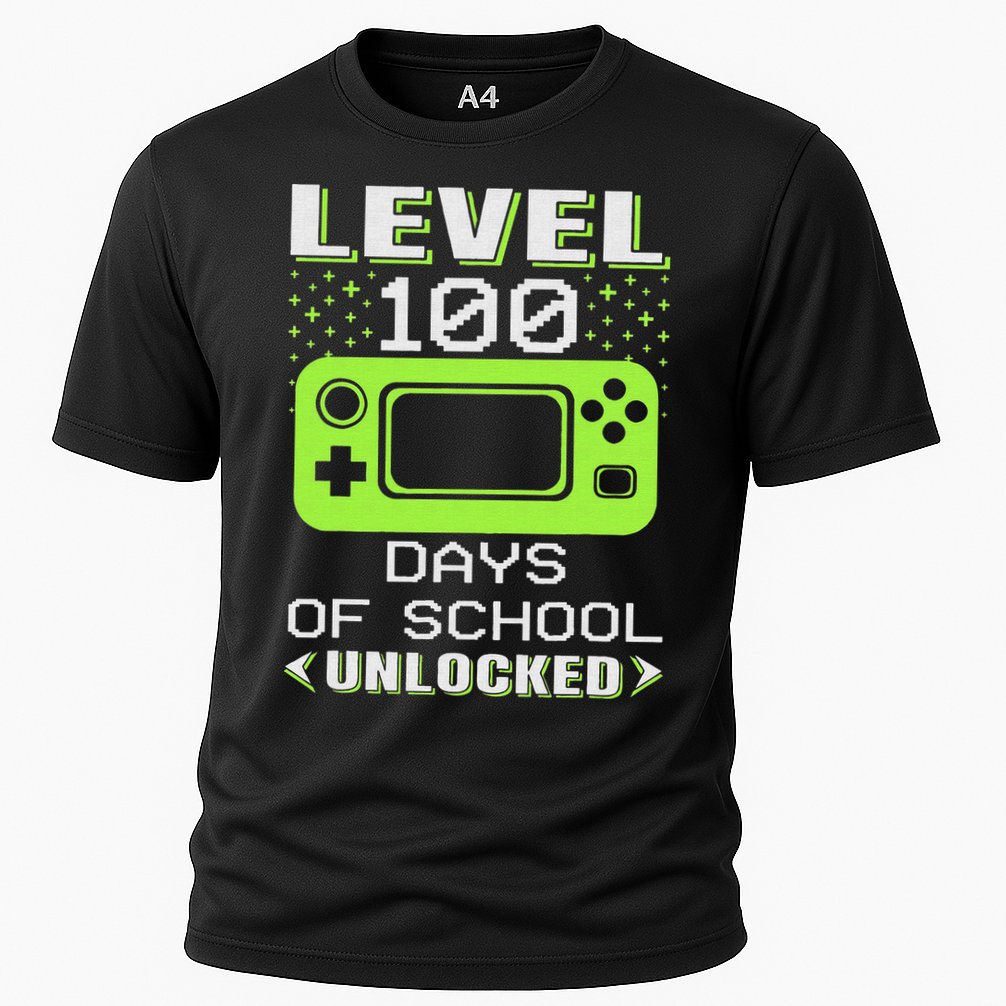 Video Gamer Student 100th Day Teacher 100 Days of School Cooling Performance Crew T-Shirt