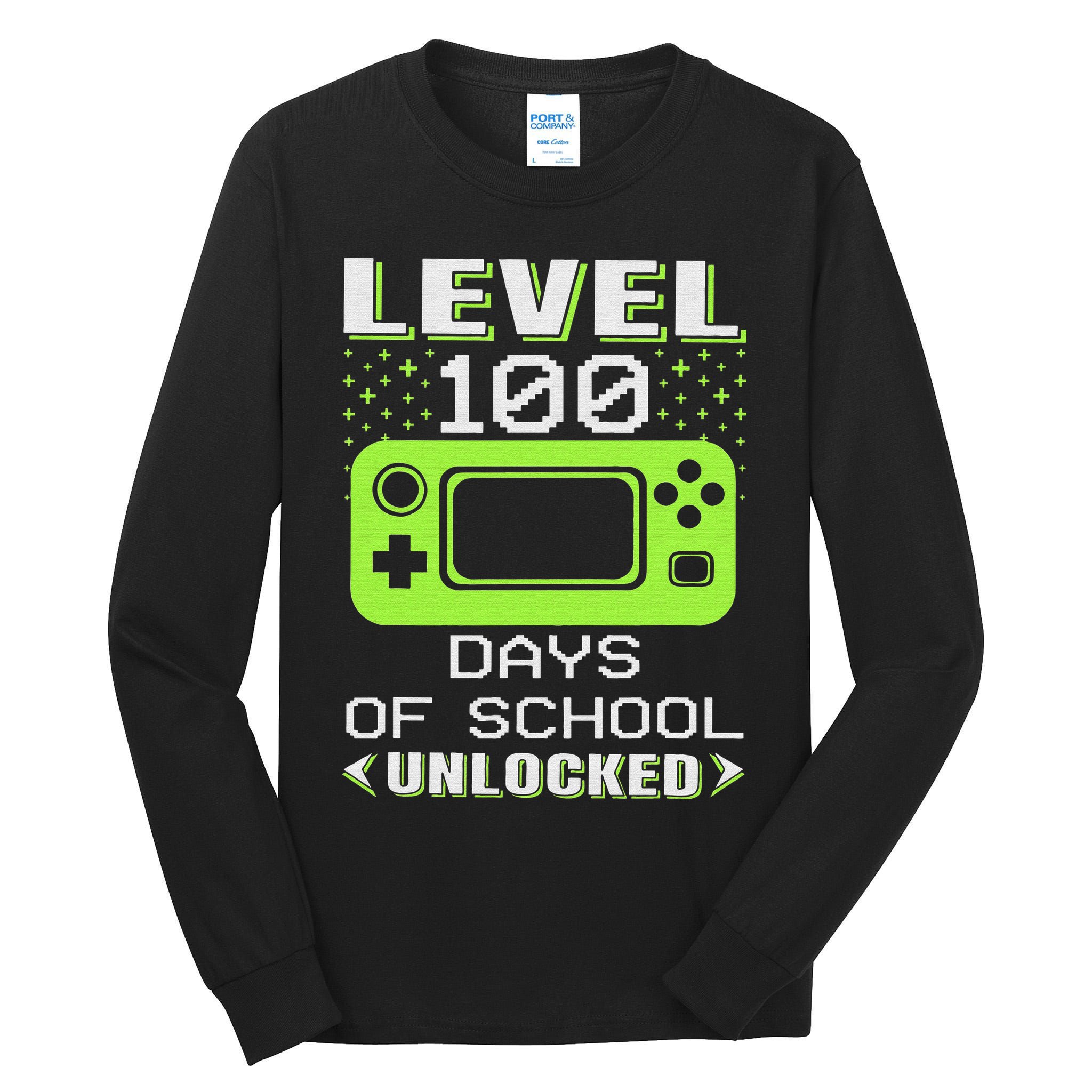Video Gamer Student 100th Day Teacher 100 Days of School Tall Long Sleeve T-Shirt