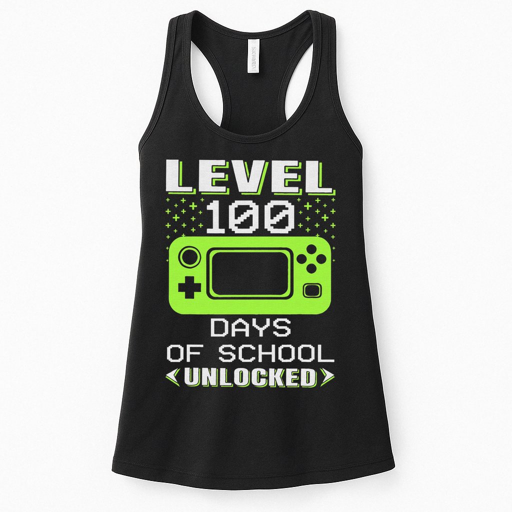 Video Gamer Student 100th Day Teacher 100 Days of School Womens Tank Top