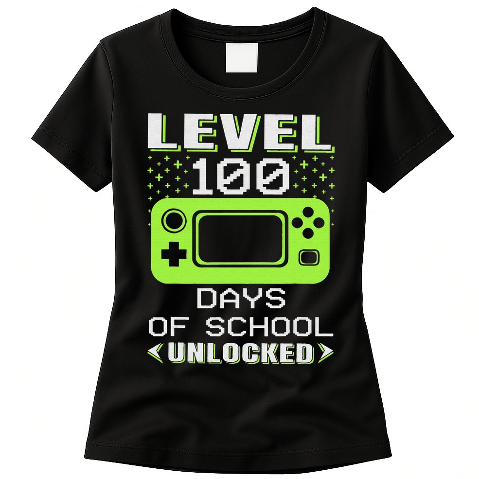 Video Gamer Student 100th Day Teacher 100 Days of School Womens T-Shirt