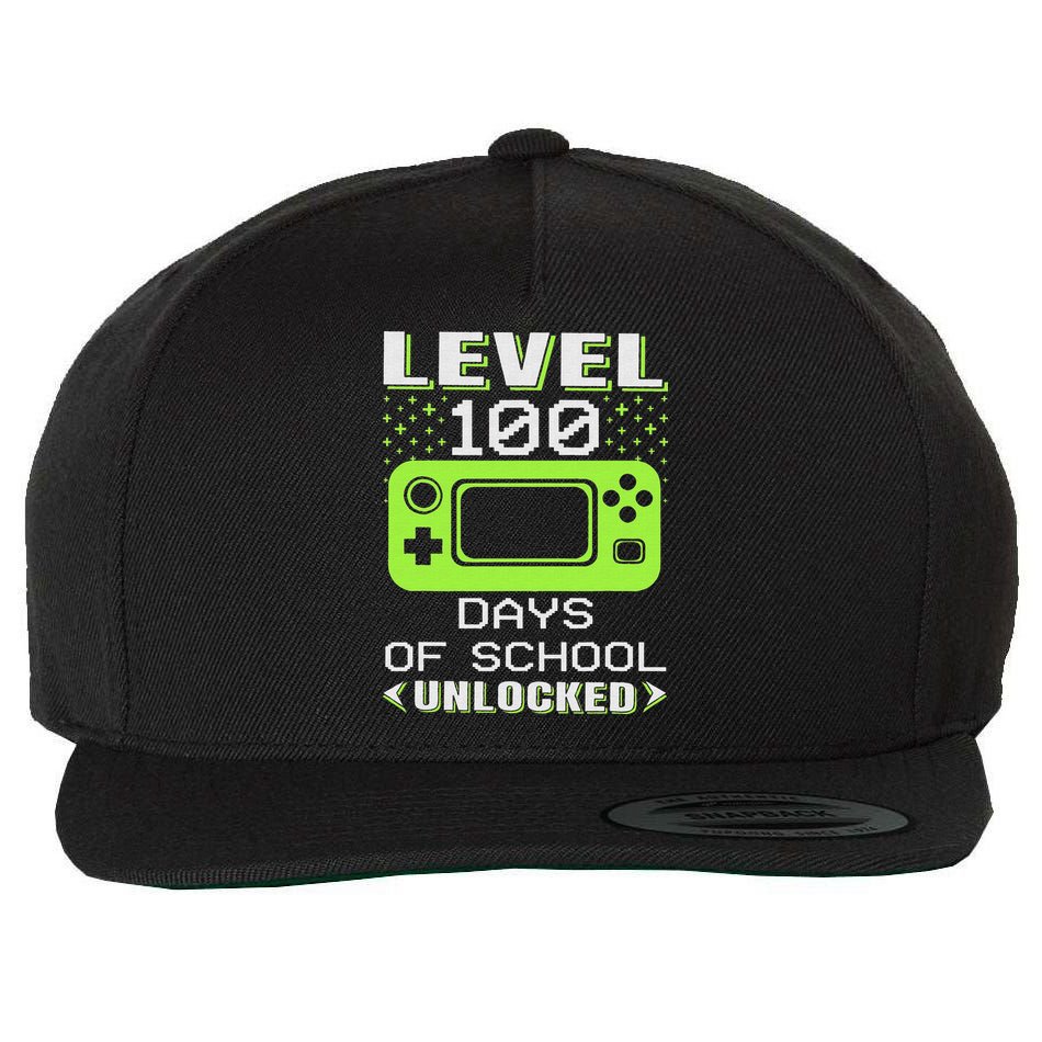 Video Gamer Student 100th Day Teacher 100 Days of School Wool Snapback Cap