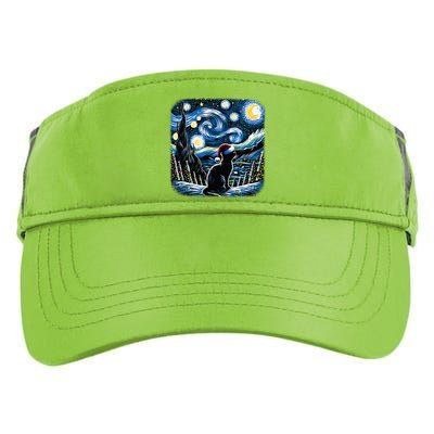 Van Gogh Starry Night Festive Christmas Black Cat Santa Hat  Adult Drive Performance Visor