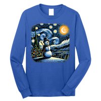 Van Gogh Starry Night Christmas Snowman Winter Snowy Night  Long Sleeve Shirt