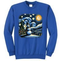 Van Gogh Starry Night Christmas Snowman Winter Snowy Night  Tall Sweatshirt