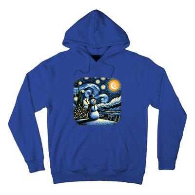 Van Gogh Starry Night Christmas Snowman Winter Snowy Night  Tall Hoodie