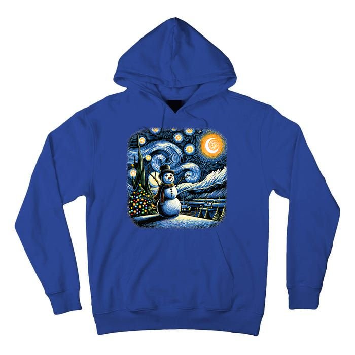 Van Gogh Starry Night Christmas Snowman Winter Snowy Night  Tall Hoodie