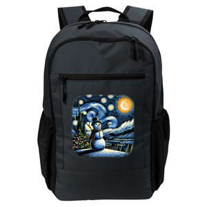 Van Gogh Starry Night Christmas Snowman Winter Snowy Night  Daily Commute Backpack